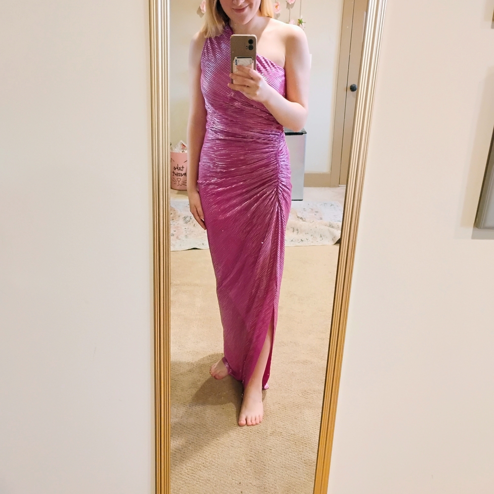 Elegant Fuschia One-Shoulder Dress